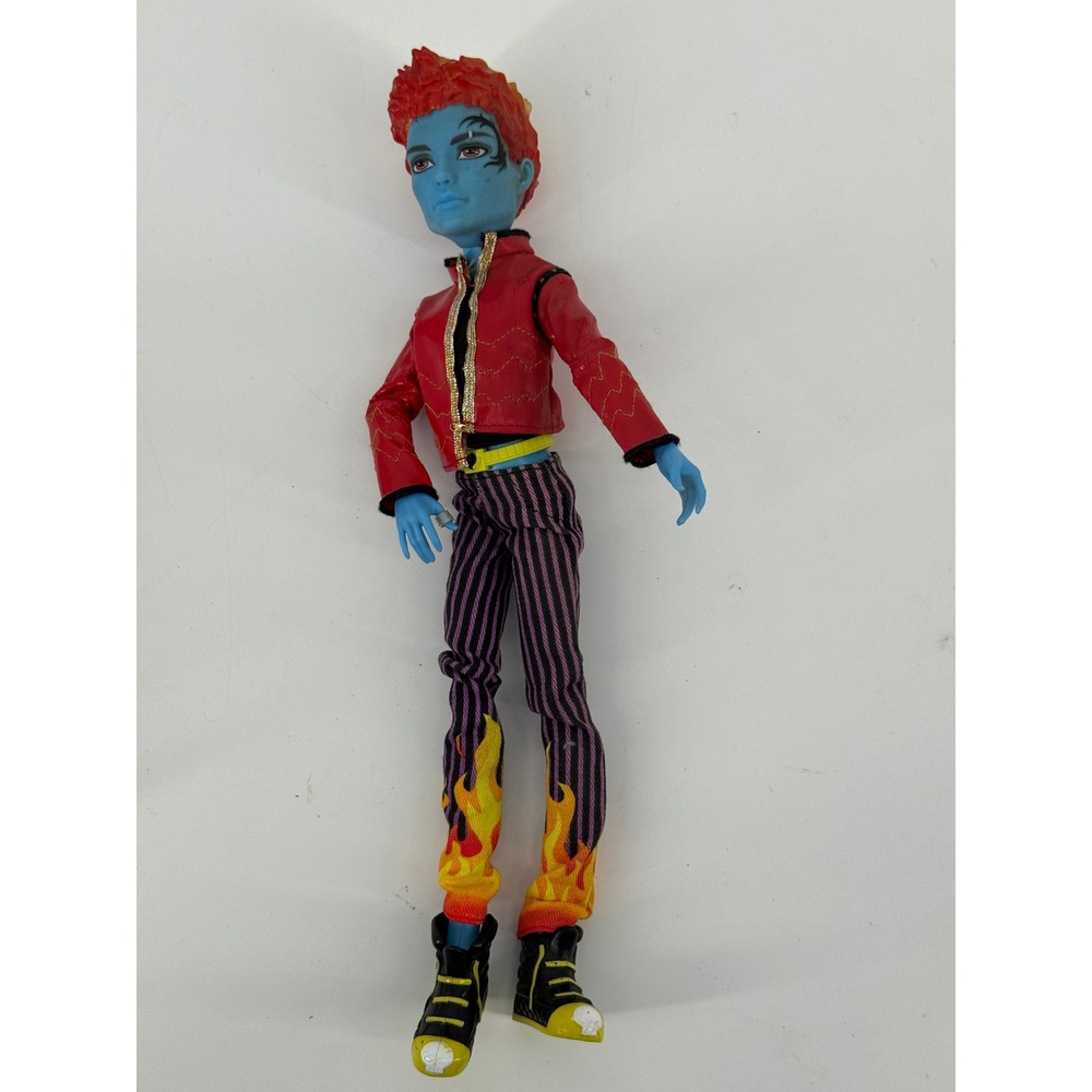 Monster High Holt Hyde G1 Boy Doll Blue Skin Flame Hair Red Jacket